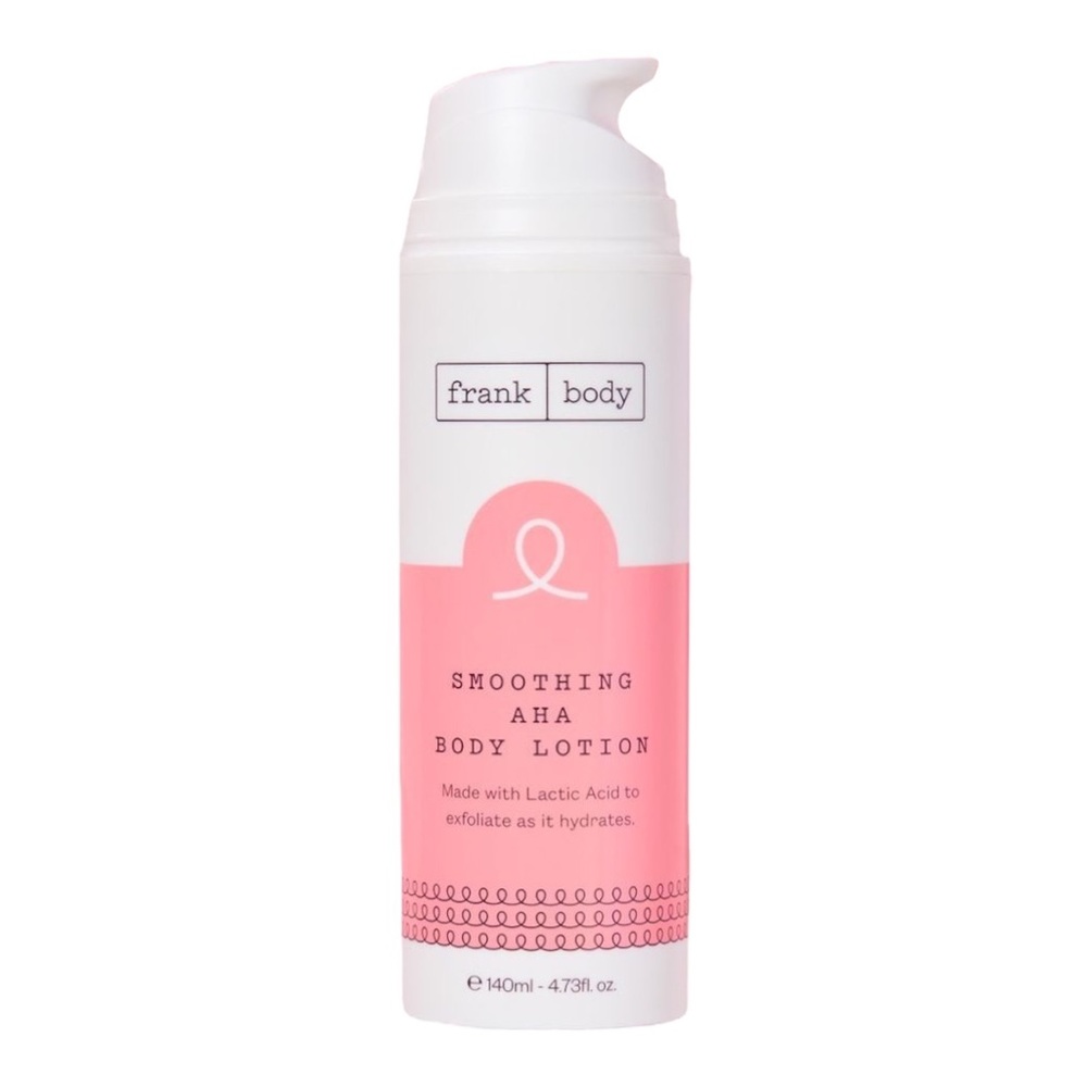FRANK BODY SMOOTHING AHA BODY LOTION 140ML - BRAND NEW, NO LID